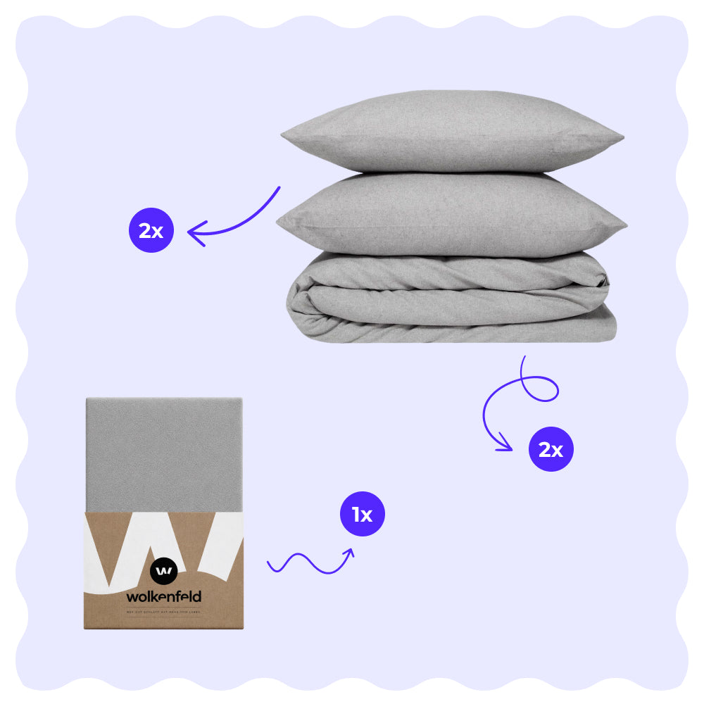 Flanell Bettwäsche Bundle Malea mit Flanell Spannbettlaken