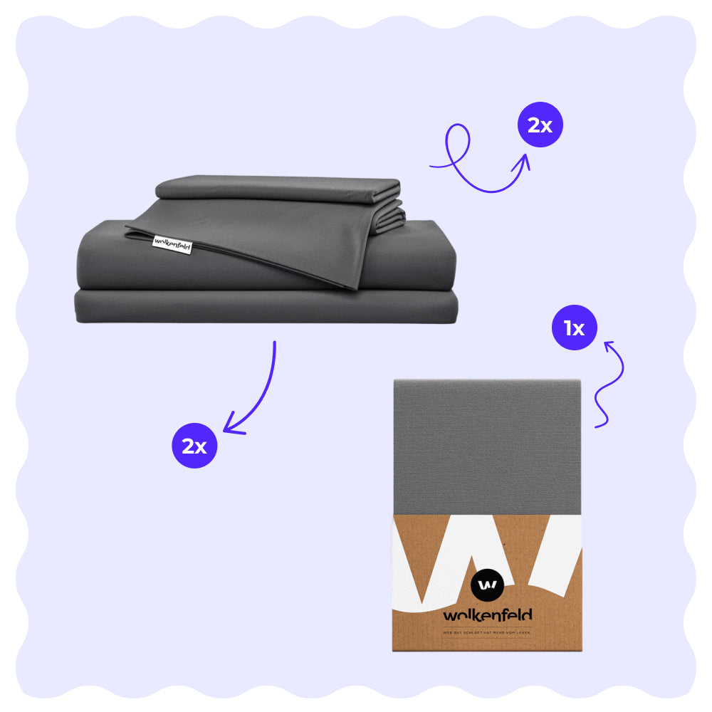 Mako-Satin Bettwäsche Bundle Paulina mit Spannbettlaken Frida