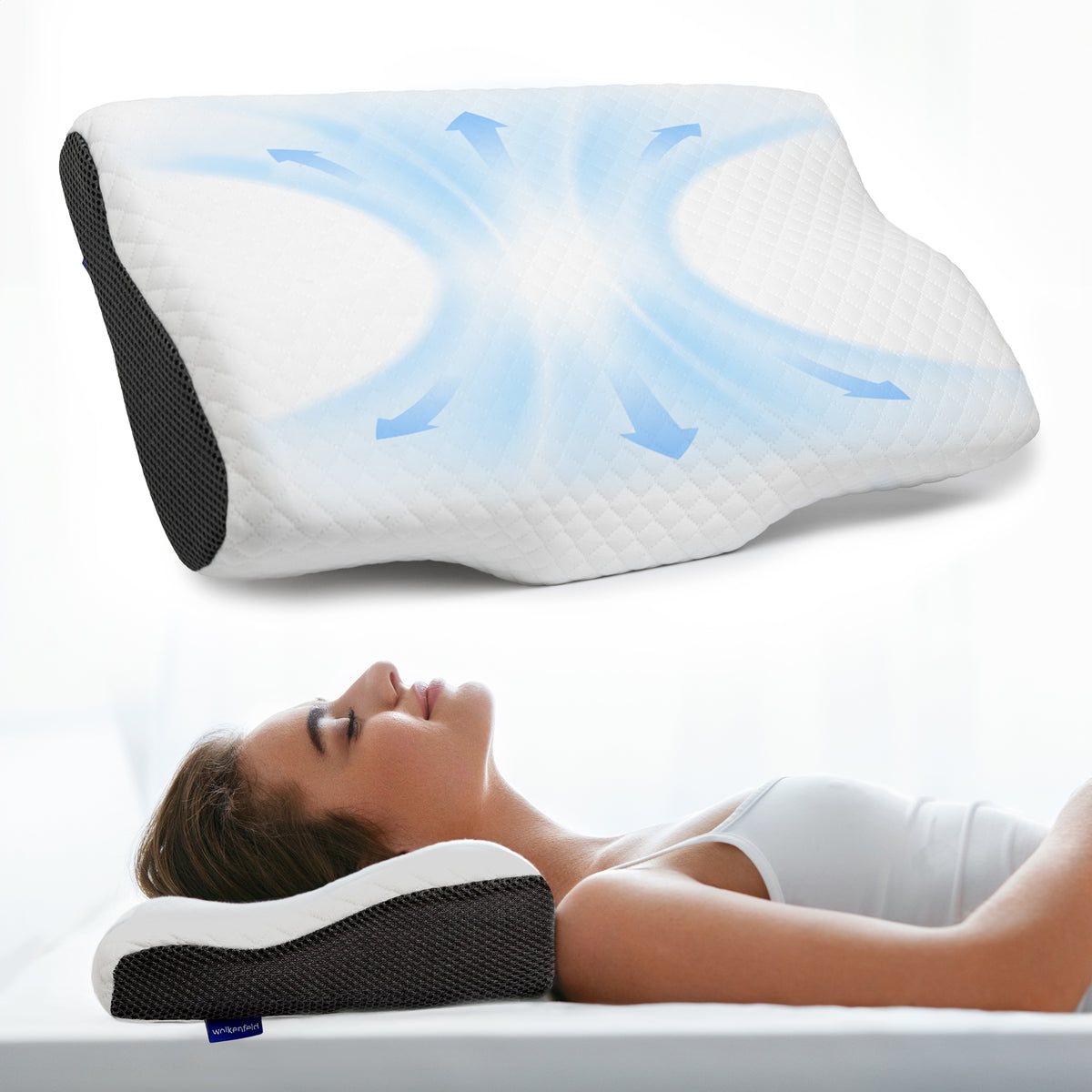 Orthopädisches Kissen Cloud Pillow - Memory Foam Nackenkissen - Einschlafhilfe Erwachsene - Ergonomisches Seitenschläferkissen Für Rücken & Bauchschläfer Antischnarch-Kissen Mit Bezug Nackenkissen Kopfkissen