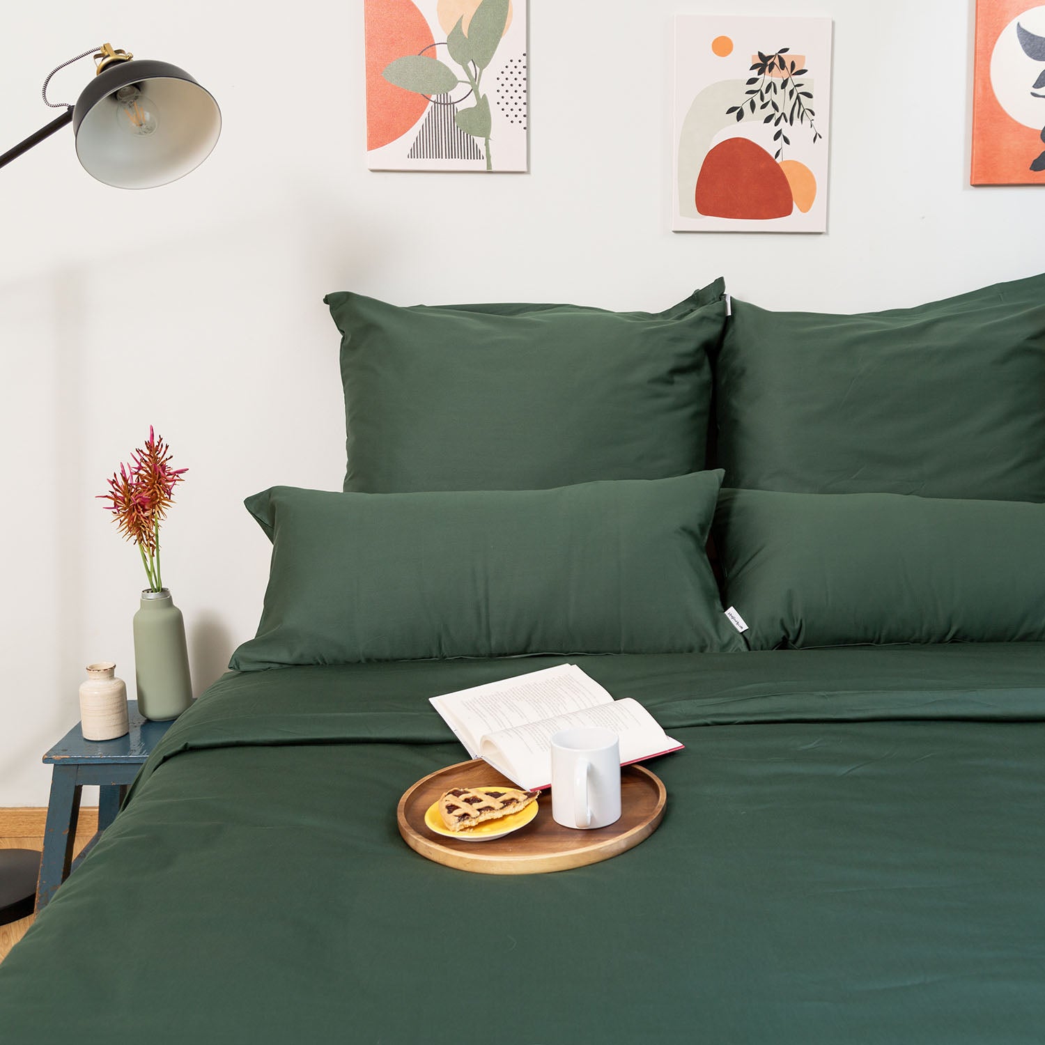 Mako-Satin Kissenbezug Alina in Waldgruen
