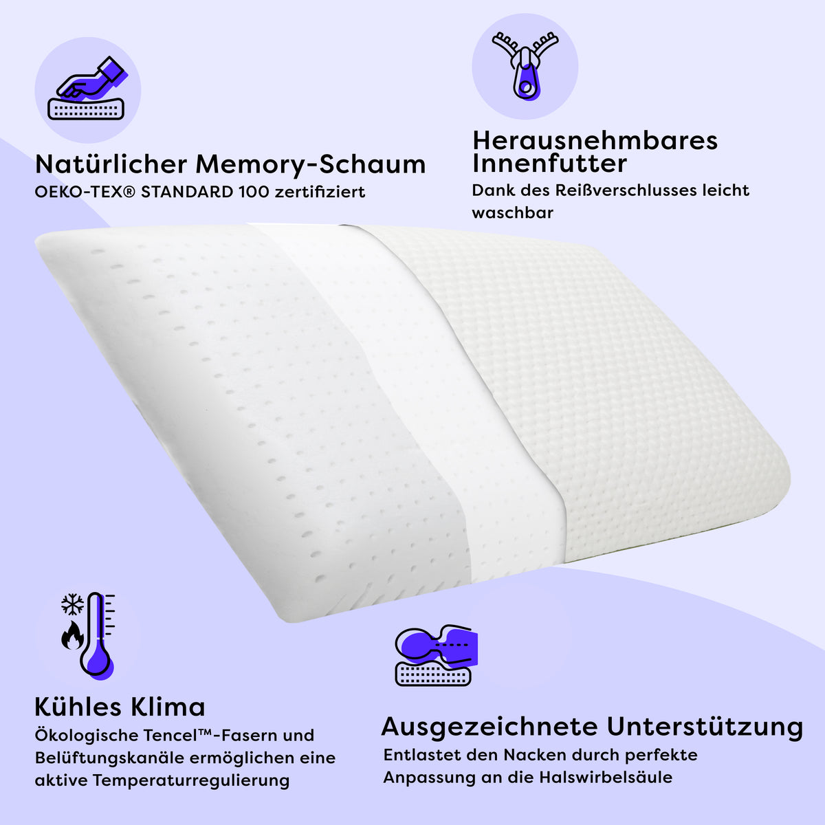 Flaches Memory Foam Kinderkissen