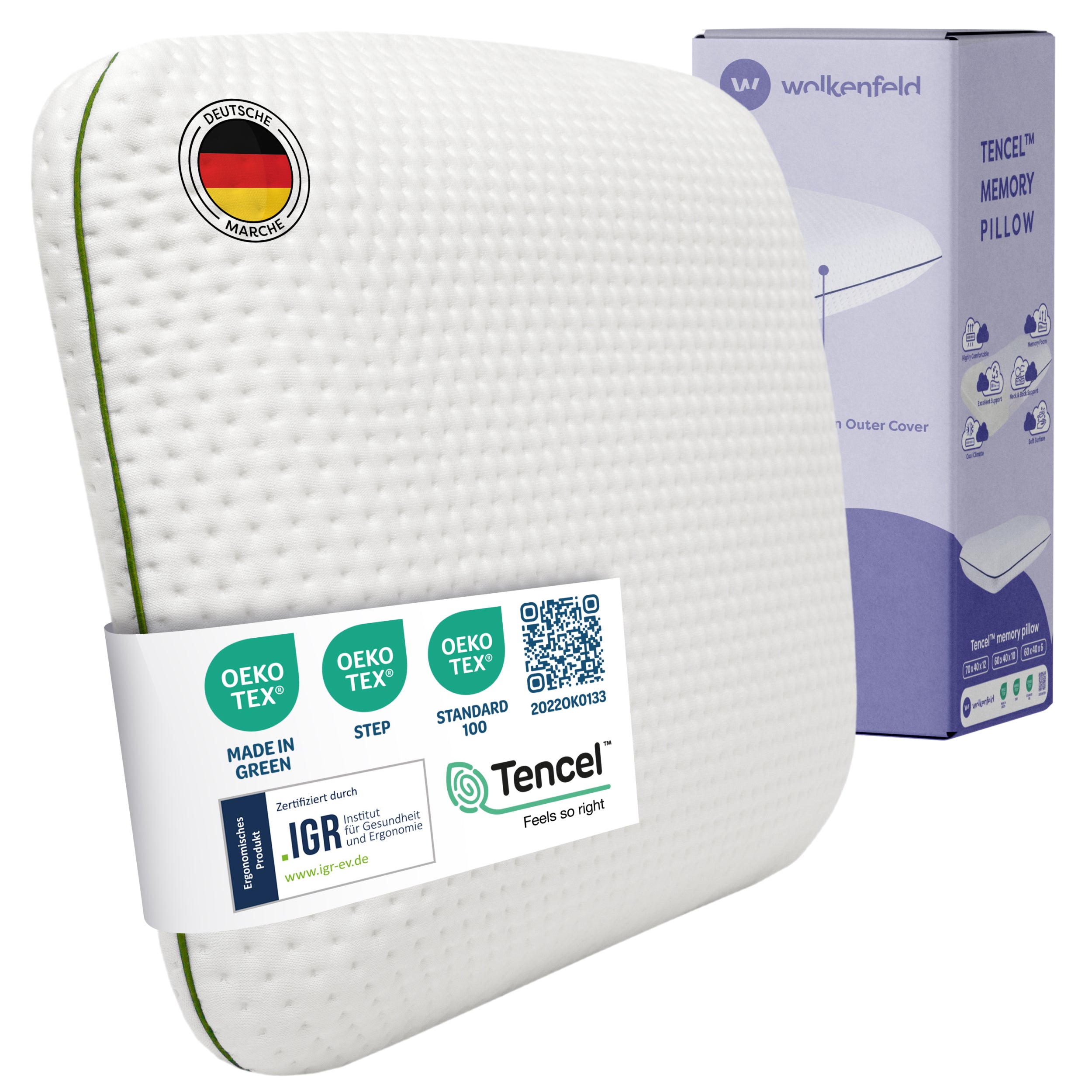 Flaches Memory Foam Kinderkissen 60×40×6 Eron