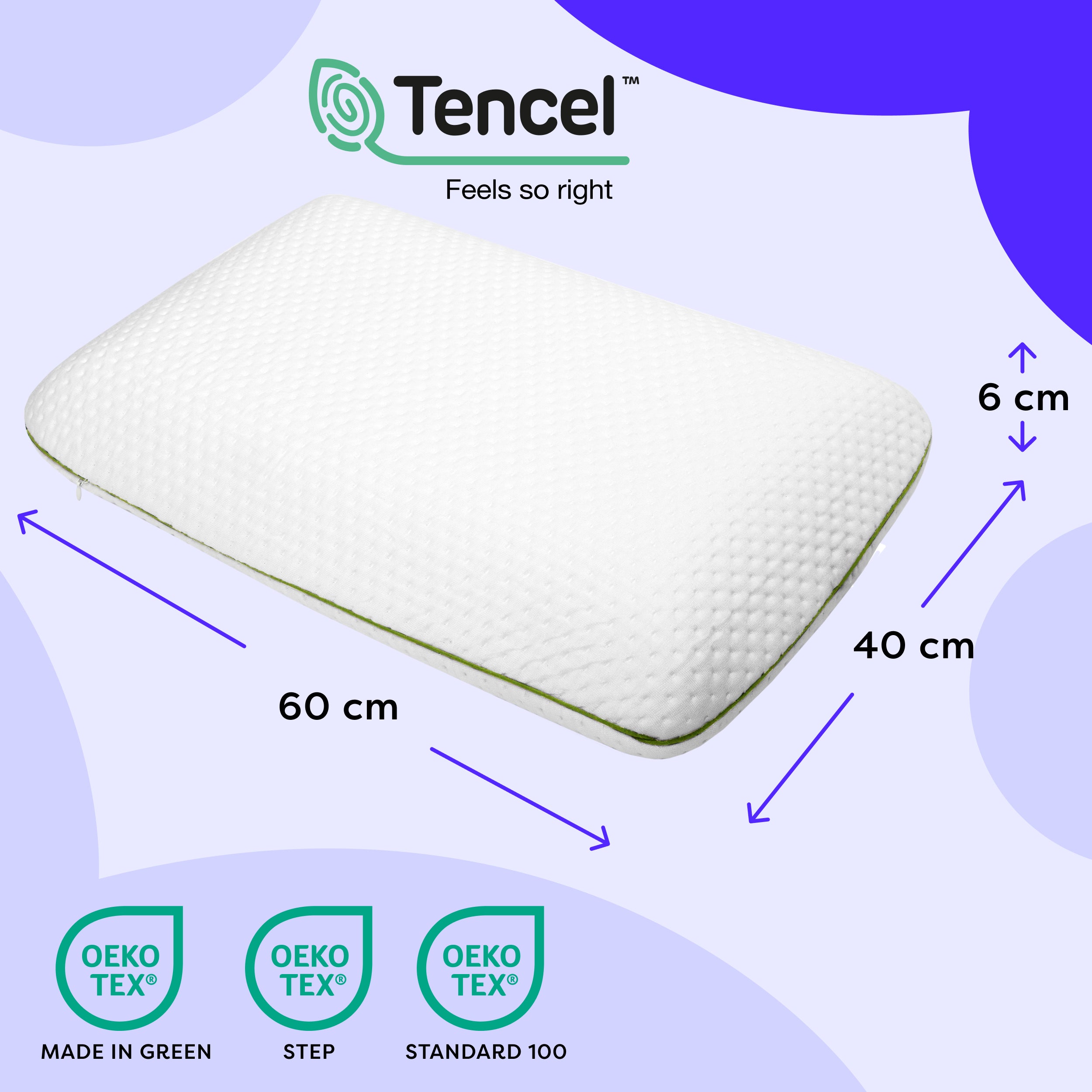 Flaches Memory Foam Kinderkissen 60×40×6 Eron