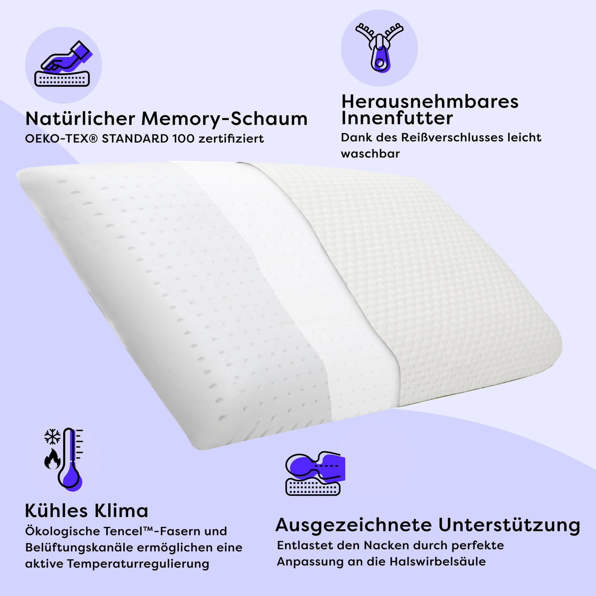 Flaches Memory Foam Kinderkissen