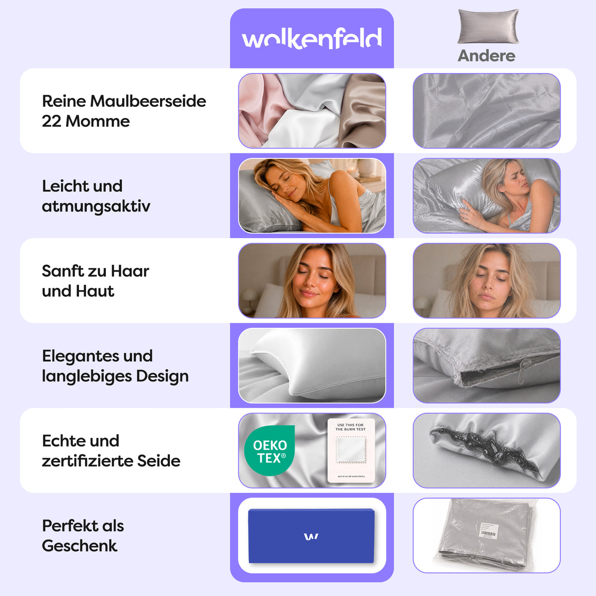 Seidenkissenbezug Clara