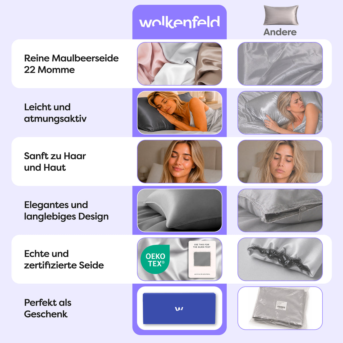 Seidenkissenbezug Clara