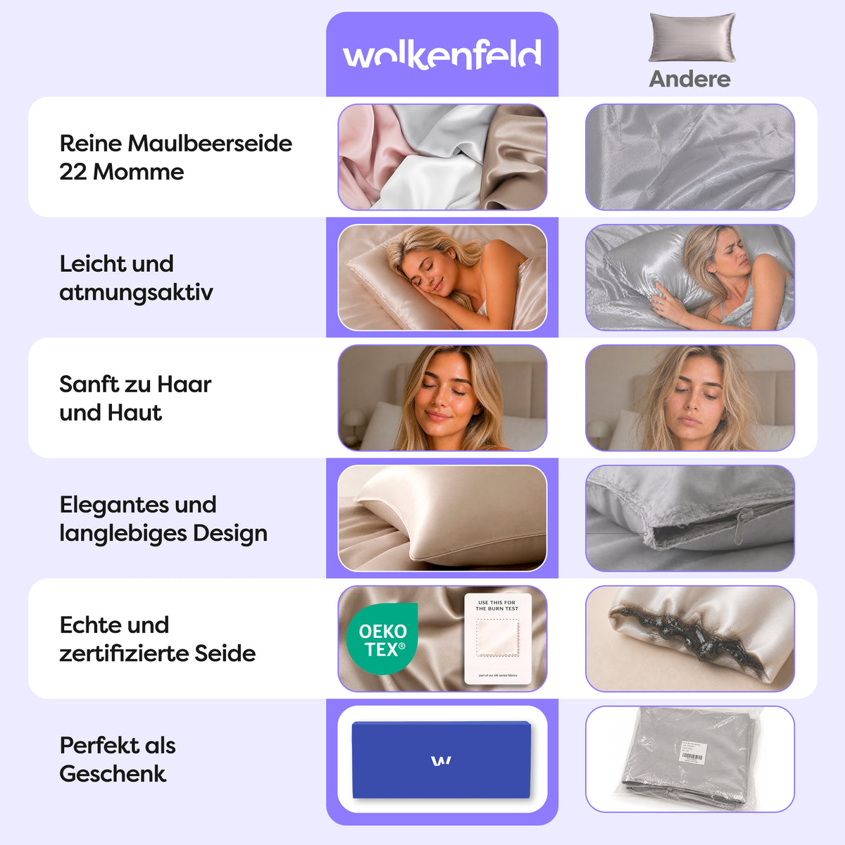 Seidenkissenbezug Clara
