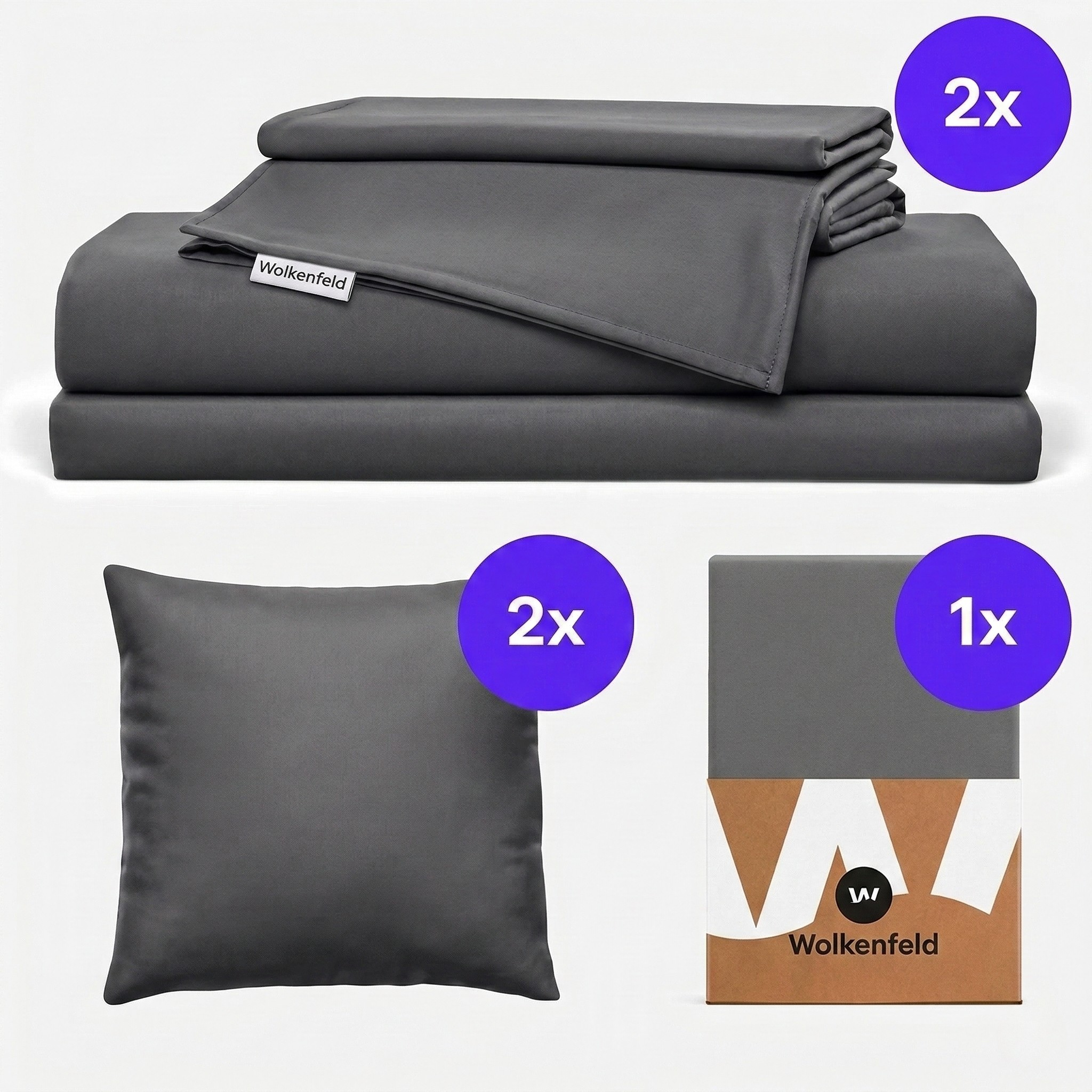 Mako-Satin Bettwäsche Bundle Paulina mit Spannbettlaken Frida