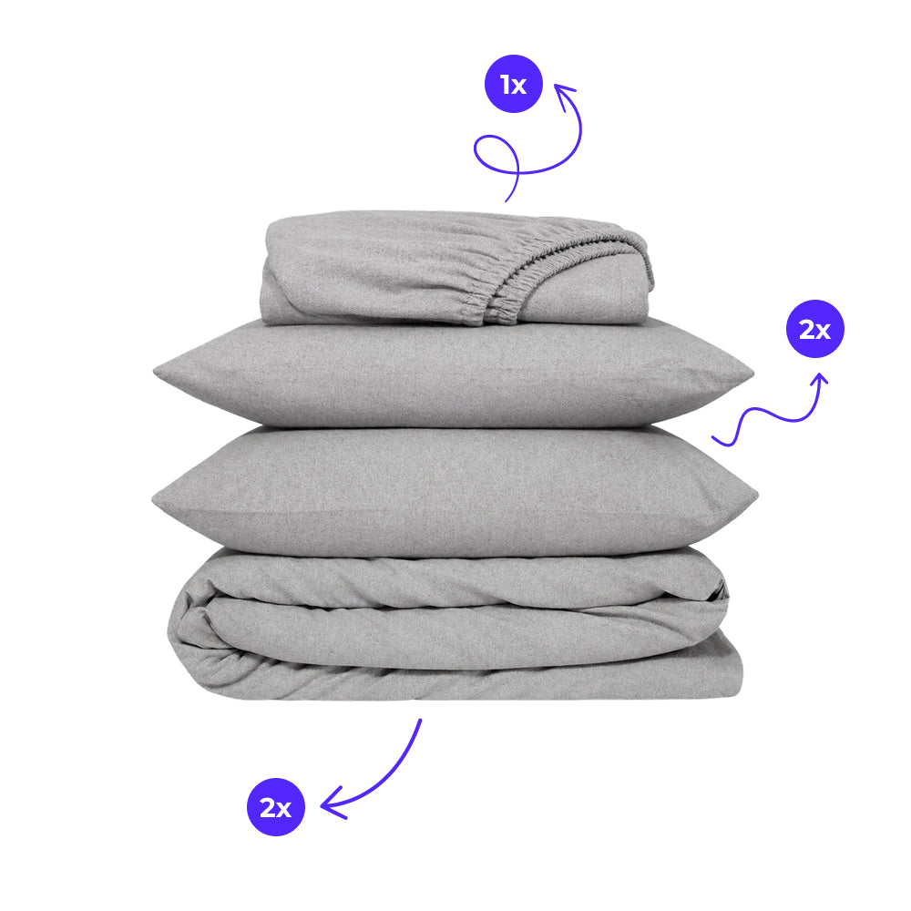 Flanell Bettwäsche Bundle Malea mit Flanell Spannbettlaken