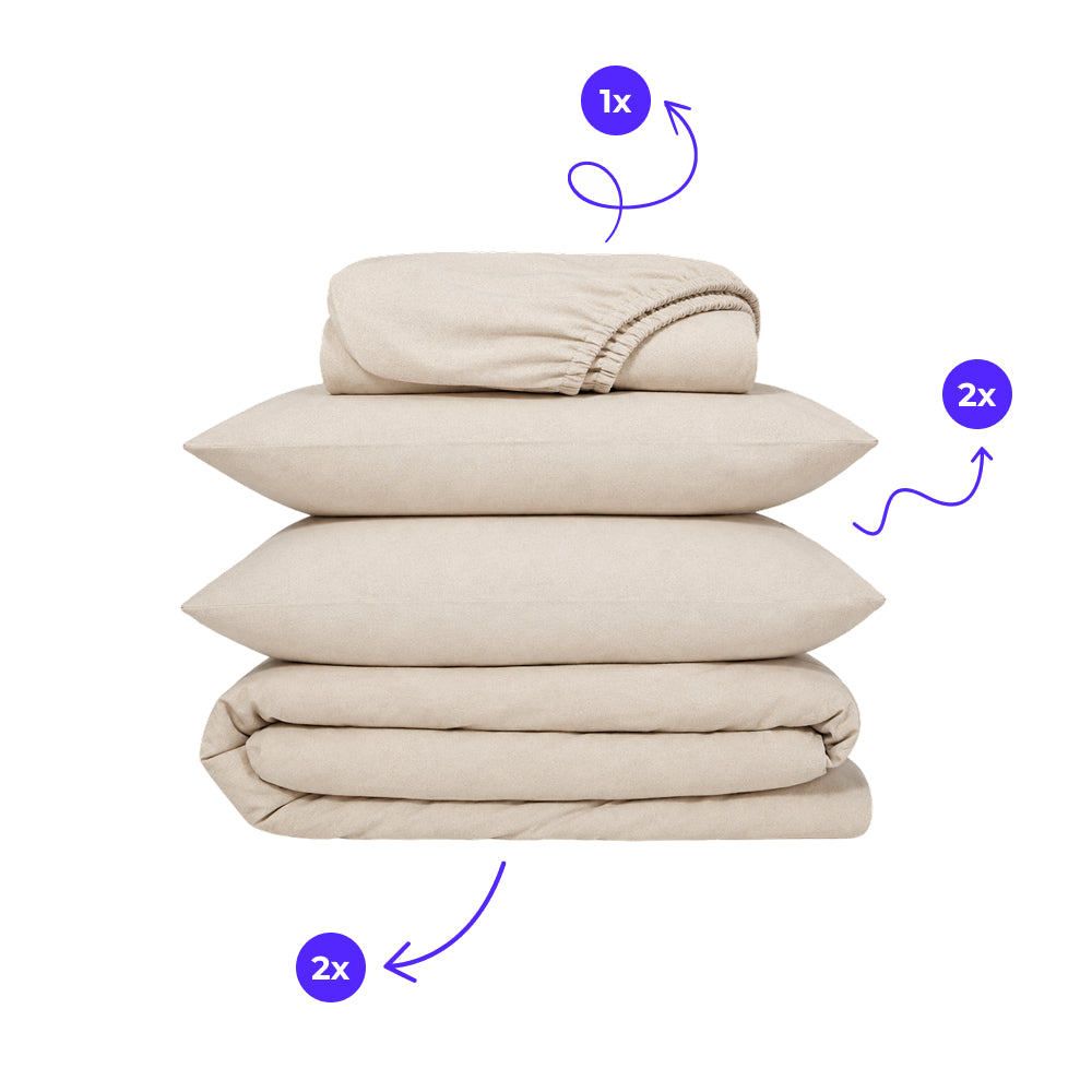 Flanell Bettwäsche Bundle Malea mit Flanell Spannbettlaken