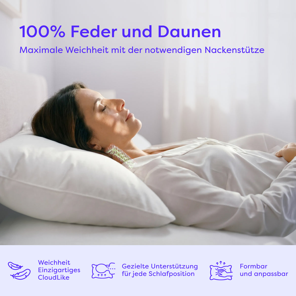 3-Kammer Daunenkissen Charlotte