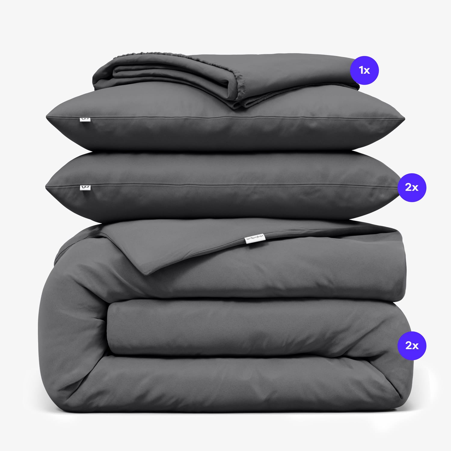 color_Anthrazit / Weiches Luxus Bundle | Enthält: 1x Bettwäsche Set Paulina (inkl. Kissenbezüge) + 1x Jersey Spannbettlaken für Standardmatratzen oder Boxspringbetten.