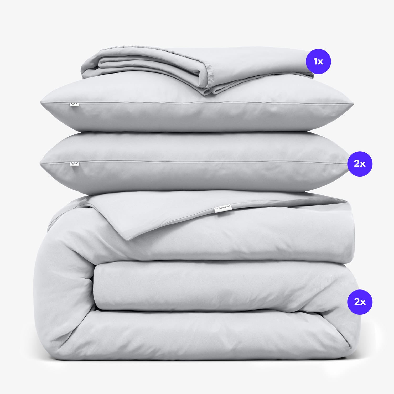 color_Hellgrau / Weiches Luxus Bundle | Enthält: 2x Bettwäsche Set Paulina (inkl. Kissenbezüge) + 1x Jersey Spannbettlaken für Standardmatratzen oder Boxspringbetten.